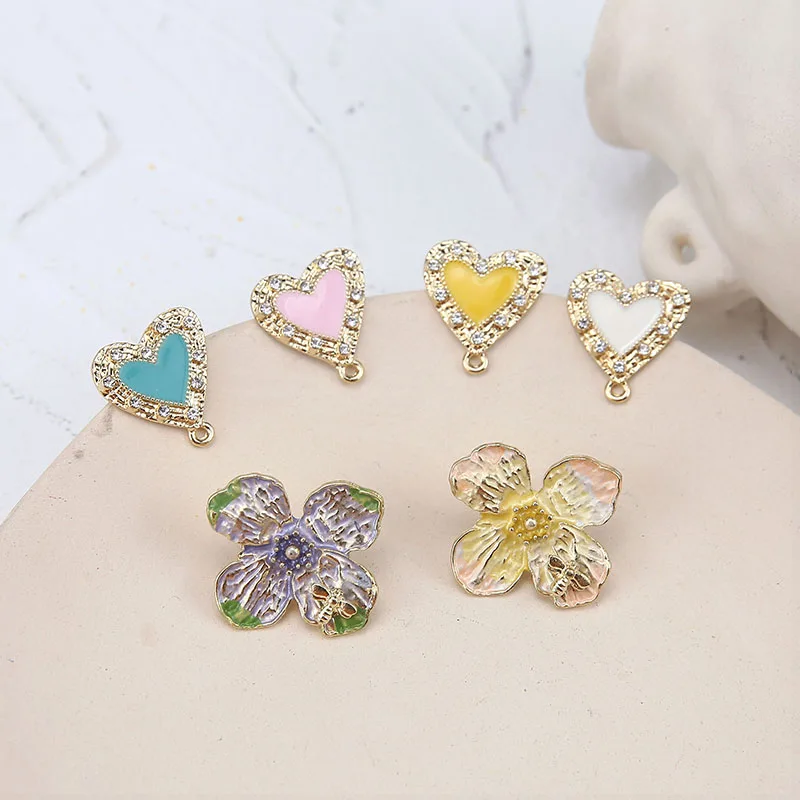 2p корейские милые серьги-гвоздики в форме сердечка из сплава серьги с