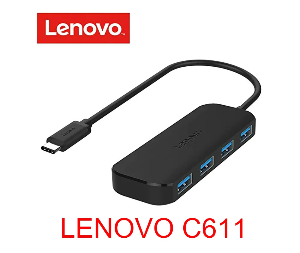 Оригинальный концентратор данных Lenovo C611 Type C на 4 USB 3 0 черный разветвитель type c