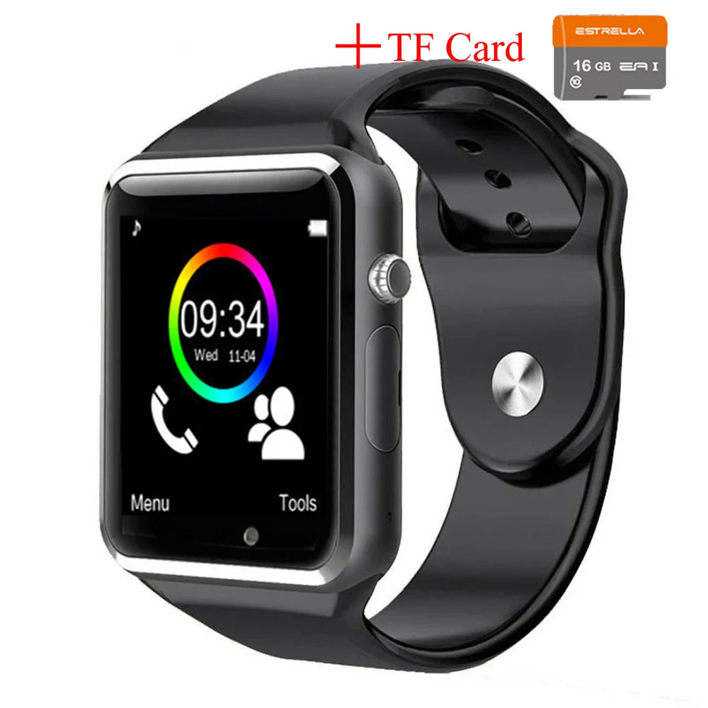 A1 наручные часы Bluetooth Смарт часы Спорт Шагомер с sim-камерой Smartwatch для Android PK iwo 8 DZ09 Smartwatch - Цвет: Черный
