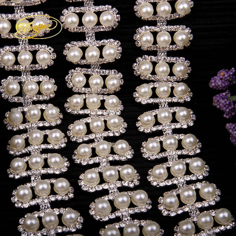 1 ярд Золотой Серебряный бисерный жемчужный горный хрусталь отделка свадебный