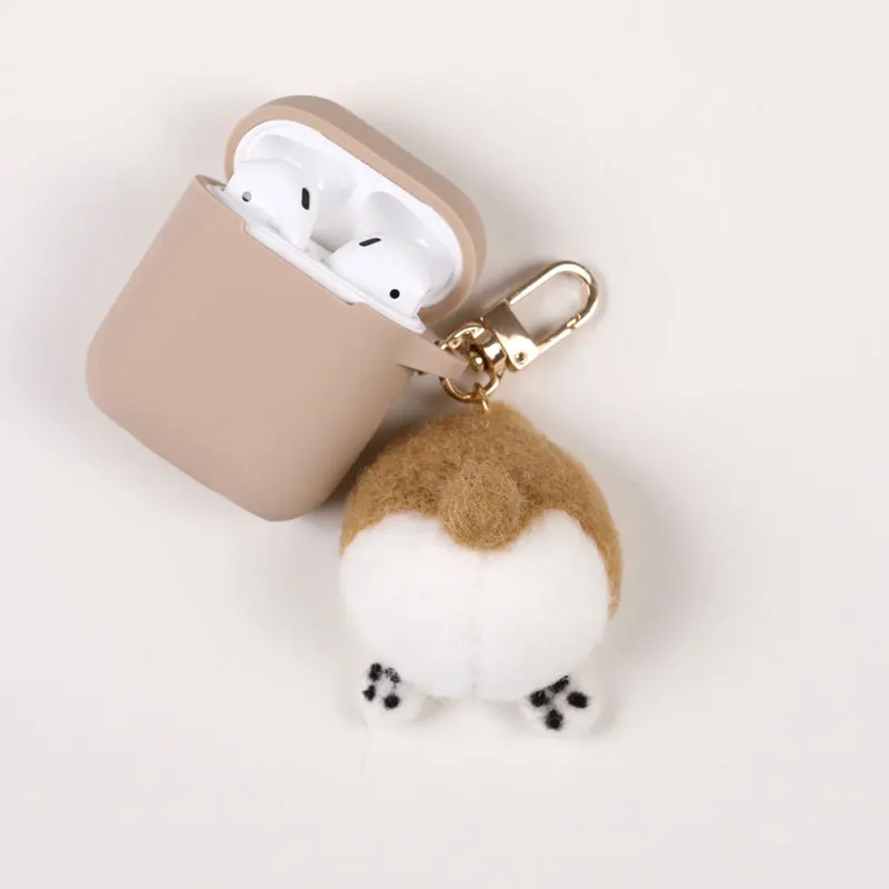 Симпатичный шерстяной корги задний брелок для наушников чехол Apple Airpods кольцо