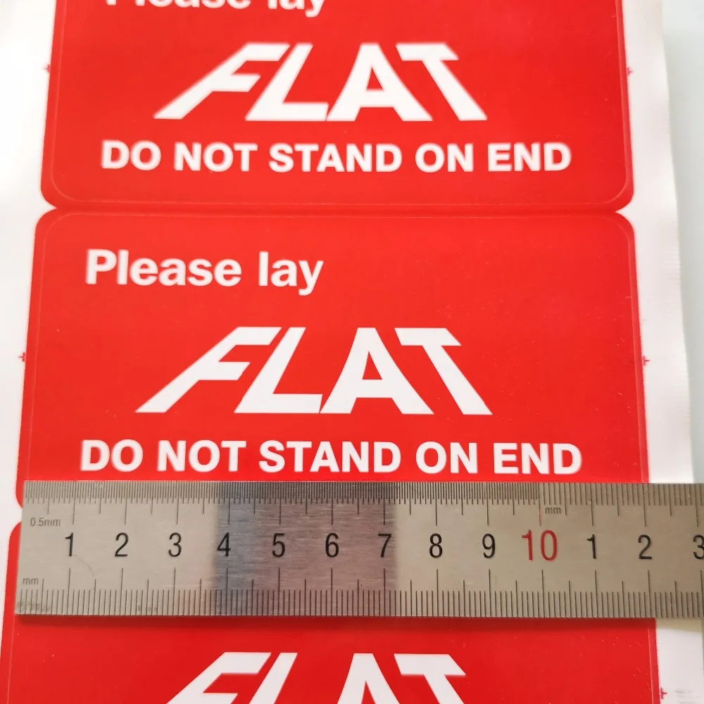 1000pcs/lot 12x6cm LAY FLAT, DO NOT STAND ON END self adhesive packaging label sticker, Item No.DN25