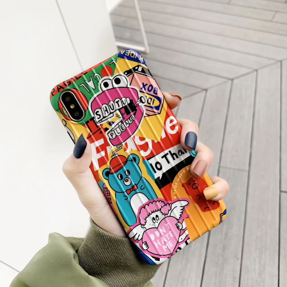 Брендовый чехол для iPhone X Xs Max Xr 7 8 Plus чемодана высококачественный из ТПУ 6 6s мягкий
