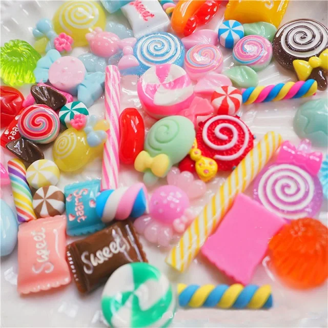 10pcs candy Lollipop 10 шт./лот Мини DIY смола единорог наполнитель прозрачные клейкие аксессуары поставка для детей Lizun Единорог кукла Фигурка Модель Игрушка Декор - Цвет: 10pcs candy Lollipop