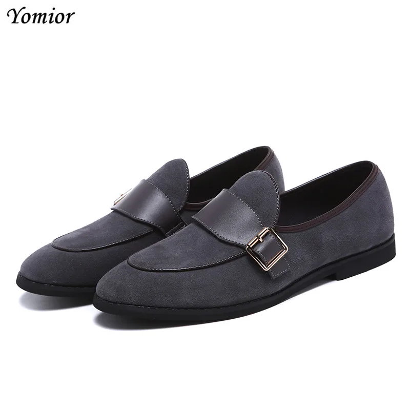 Серый Yomior Fashion Summer Men Dress Leather Shoes Handmade Brogue Style Party Wedding Shoes Man Flats Loafers Oxfords Formal Shoes - Цвет: Серый