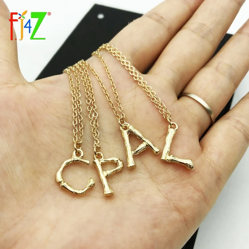 

F.J4Z New Hot Mini Letter Necklaces Popular Designer A-Z 26 Letters Pendant Necklaces Short Initial collares Letter Jewelry