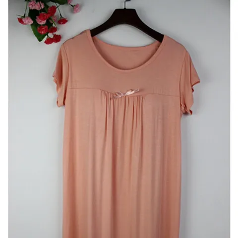 light orange Весна Лето Новая Модальная хлопковая ночная рубашка женская с бюстгальтером тонкий бюстгальтер домашняя Ночная одежда для женщин рубашка женская ночная рубашка 7 цветов - Цвет: light orange