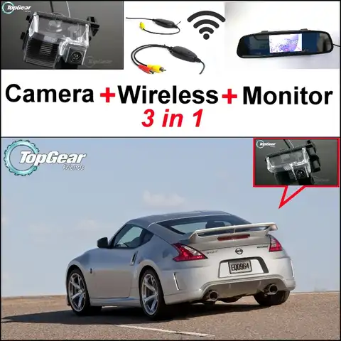 Специальная камера заднего вида 3 в 1 + беспроводной приемник + монитор зеркала, система легкой парковки для NISSAN 370Z Fairlady Z Z34 2009 ~ 2015