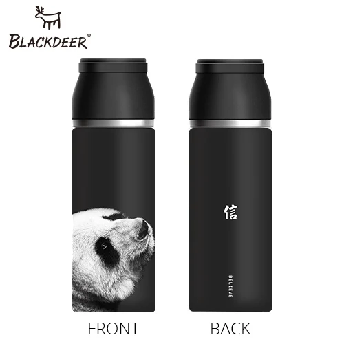 panda BLACKDEER Спортивная бутылка-термос с ручкой, двойной слой, 316 нержавеющая сталь, пиксель, животное, 3D, чай, вода, вакуумная колба - Цвет: panda