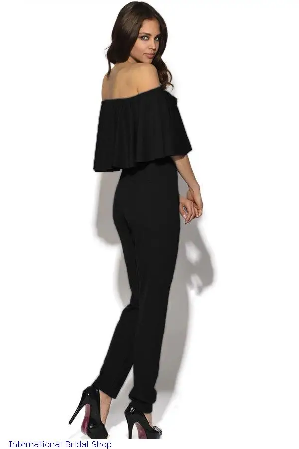 New Celebrity Frill Sexy White/Black/Blue Slash Neck Cute Summer Playsuit Rompers And Long Jumpsuit For Womens Bodysuits LC60013 |