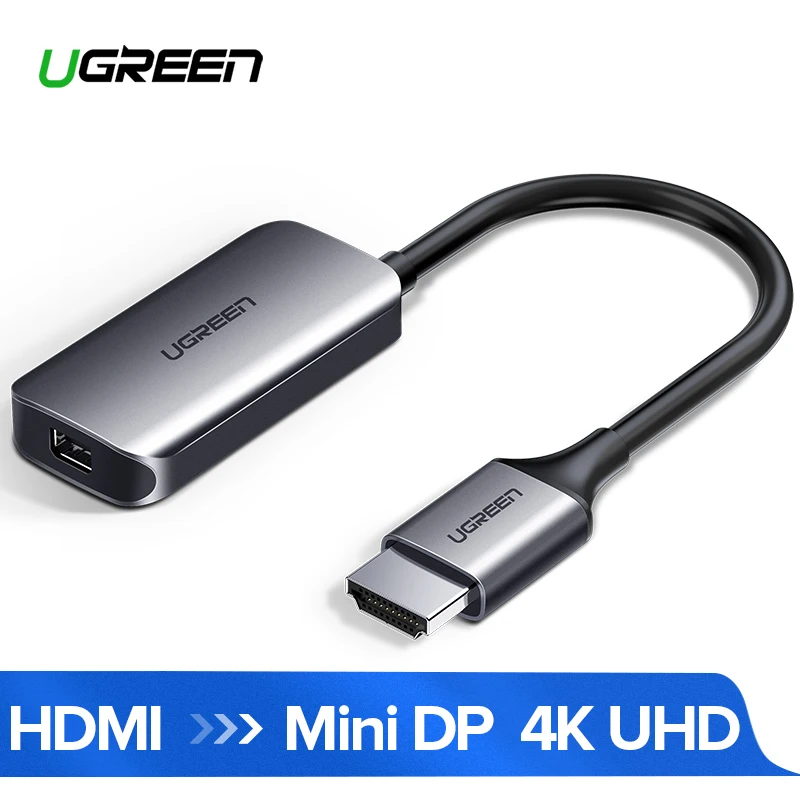 Черный Ugreen HDMI к Mini DisplayPort конвертер Кабель-адаптер 4K для Apple iMac samsung ASUS монитор Xbox One HDMI к Mini DP адаптер - Цвет: Черный
