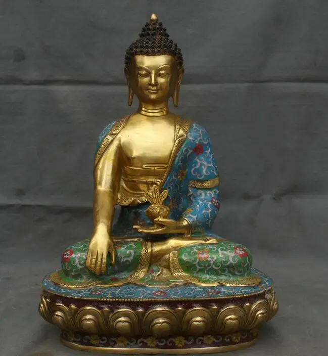 17 &quotКитайский из перегородчатой эмали Бронзовый свинка Буддизм татхагата Будда