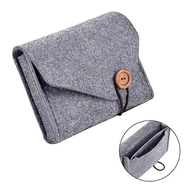 

New Felt Pouch Power Bank Bag For Data Cable Mouse Power Bank Travel Organizer Cosmetic Cases