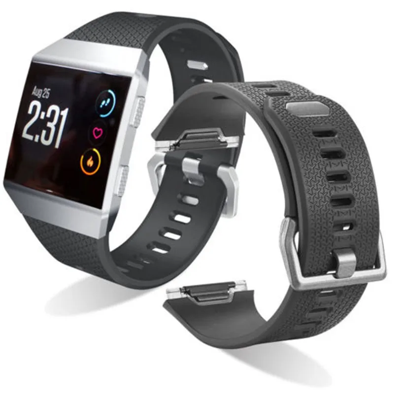 Мягкий спортивный сменный силиконовый ремень для Fitbit ionic умный браслет часы с металлической застежкой из нержавеющей стали
