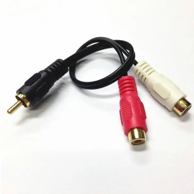 Золотая штепсельная Вилка Rca к 2 переходным кабелям RCA jack/2 кабеля Jack 25