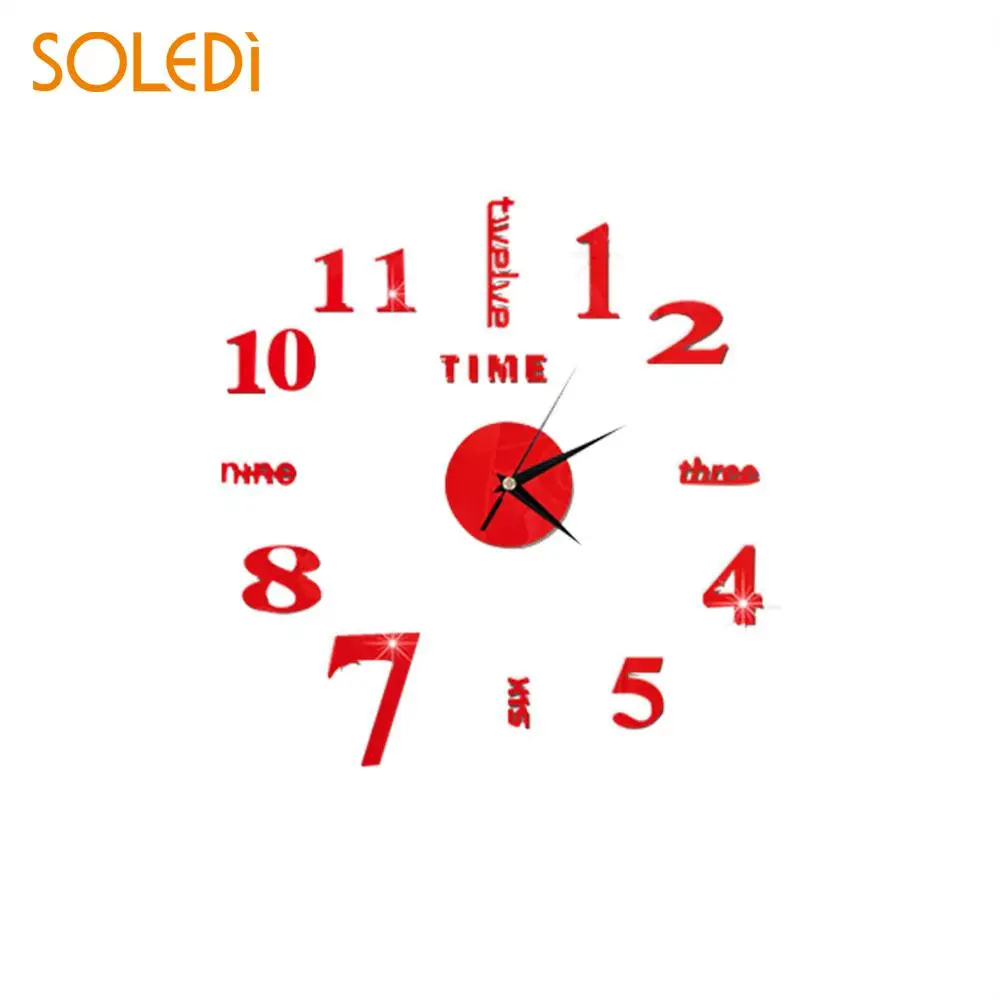 4 Color Acrylic Wall Stickers Clocks Sticker 3D Mirror Clock Home Decor Mural DIY Removable for Living Room | Дом и сад