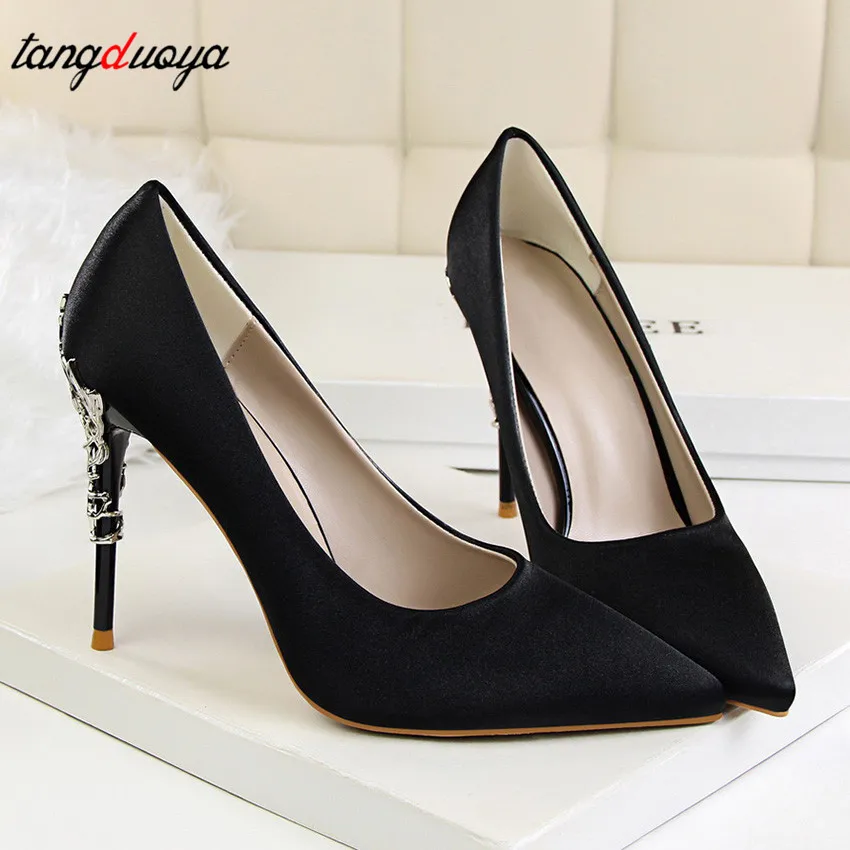 bridal shoes wedding shoes woman gold high heels pointed toe pumps women shoes high heel ladies shoes zapatos de novia