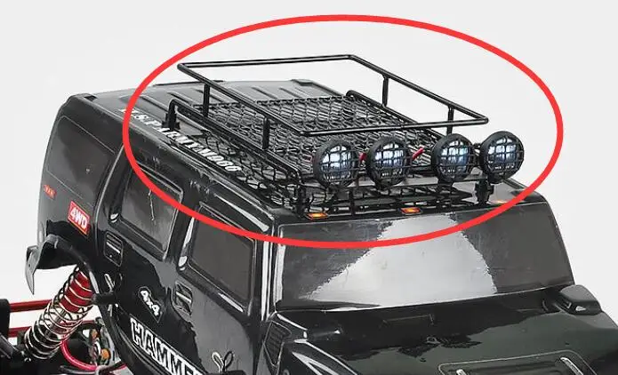 Металлическая стойка для багажа со светодиодными лампами масштаба 1/10 Rock Cralwer AXIAL