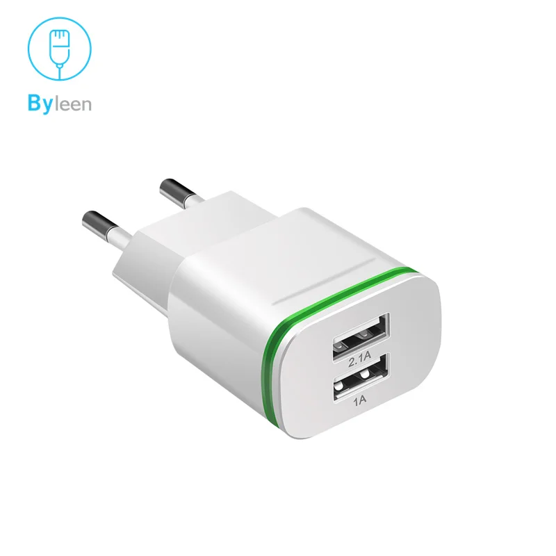 5V 2.1a/1a 2 Порты USB зеленый светодиодный светильник EU Штепсель быстрое Зарядное устройство Кабельный адаптер для LG K10 K4 K5 K7 K8 Q6 X power K220DS G4 G5 - Тип штекера: white charger