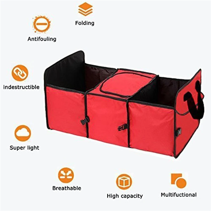 Hot Sale Black Red Foldable Multi Compartment Fabric Hippo Car Storage Basket Trunk Organizer Cooler Set Box | Автомобили и