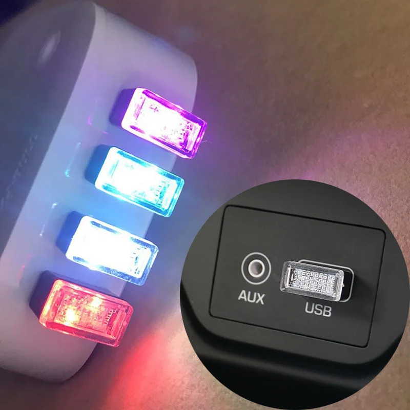 Миниатюрный светодиодный ночник USB для освещения салона автомобиля нижняя лампа