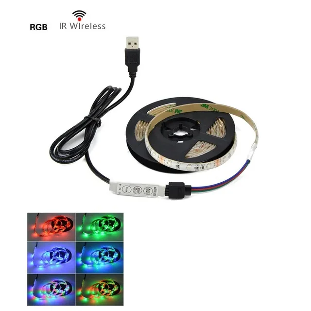RGB With miniy 3key 2835 SMD RGB USB зарядное устройство светодиодный светильник 5 в постоянного тока USB кабель светодиодный светильник гибкая лента 1 м 2 м 3 м 4 м 5 м RF IR RGB пульт дистанционного управления - Испускаемый цвет: RGB With miniy 3key