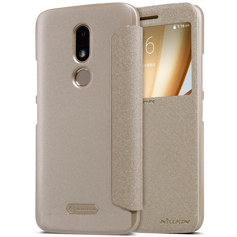 Оригинал nillkin новый блеск для moto m (xt1662) кожа case откидная крышка ударопрочный