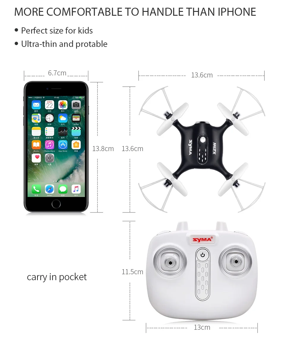 Syma X21W вертолет мини Drone с камерой Wi-Fi FPV реального времени передачи Радиоуправляемый квадрокоптер карман Квадрокоптер самолетов дроны