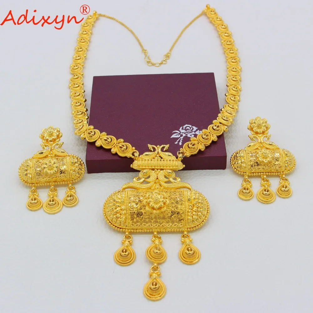Adixyn индийские ювелирные наборы Дубаи африканские бусины цвет под золото