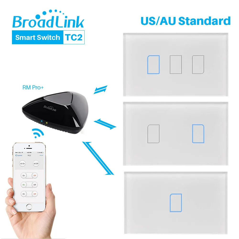 Broadlink TC2 US WiFi переключатель 170 240 В светодиодный сенсорный Панель Умный дом