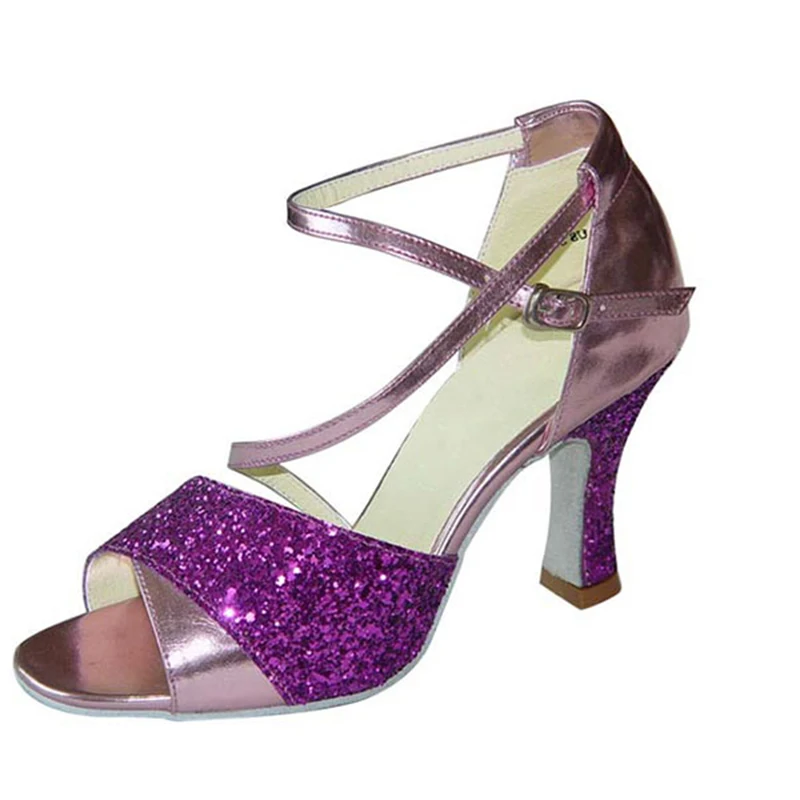 Обувь для танцев на каблуке 7 см Zapatos De Baile цвет золотой красный фиолетовый белый