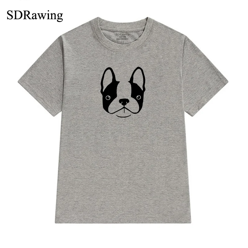 Футболка Boston Terrier Женская хлопковая с принтом знаковой собаки смешная