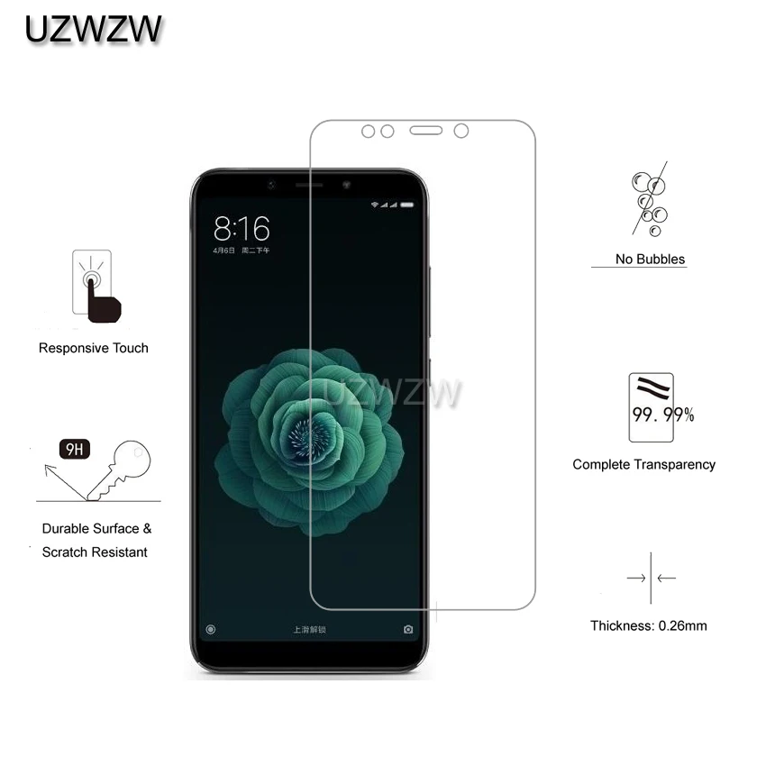 2pcs For Xiaomi Mi 6X Mi A2 Premium 2.5D 0.26mm Tempered Glass Screen Protector For Xiaomi A2 Mi 6X Protective Glass