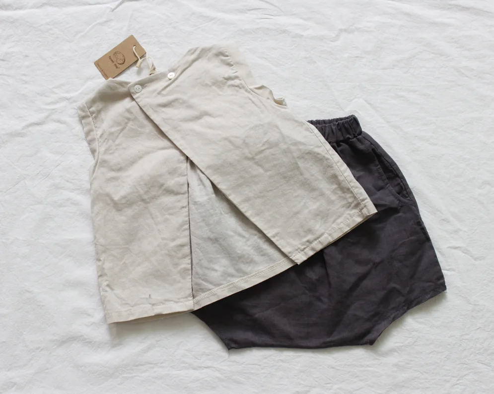 Летняя детская блузка для девочек льняные топы маленьких повседневная