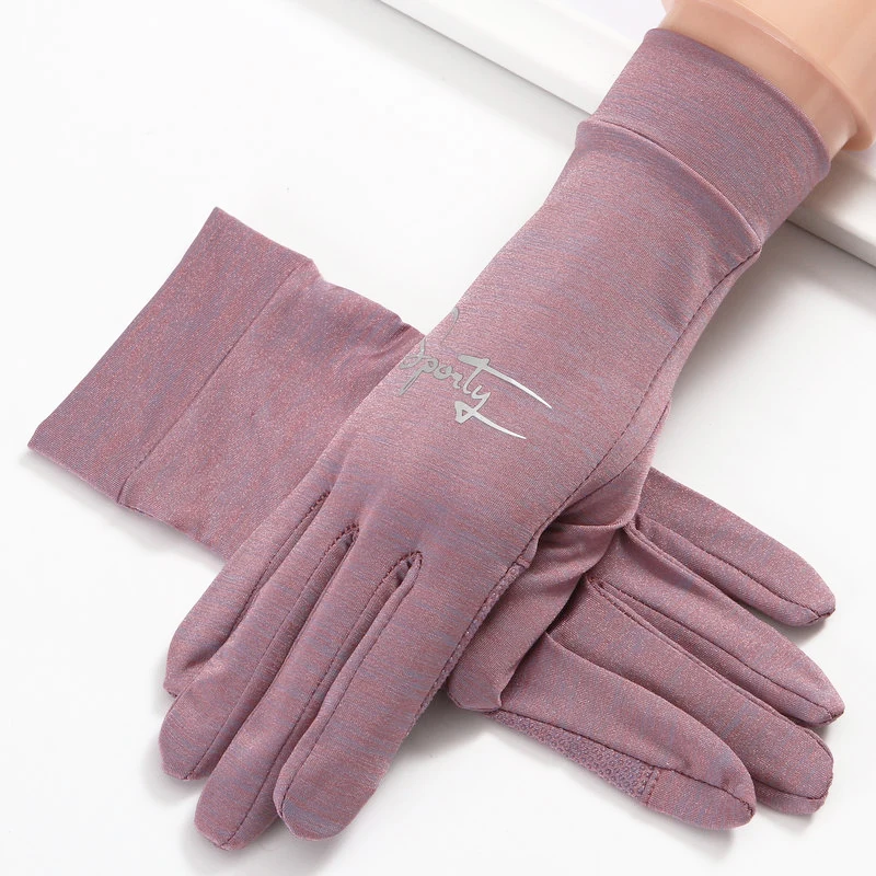 

Summer Sun Protection Gloves Ladies Thin Section Summer Driving UV Protection All Fingers Non-Slip Gloves TBFS11