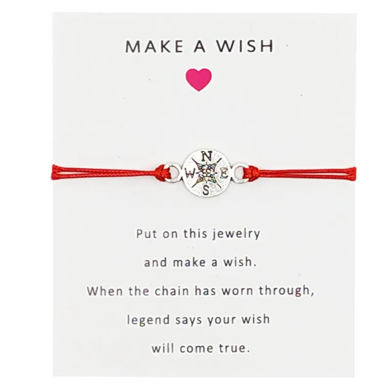 10 шт./лот Make a Wish серебристый компас браслеты с подвесками бабушка внучки тетя мать дочери лучшие друзья подарок для женщин - Окраска металла: B0066