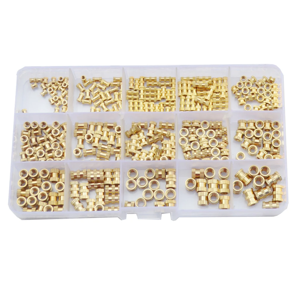 

M2 M3 M4 M5 Brass Knurl Insert Nuts Copper Threaded Embedded Nutsert For Injection Moulding Set Assortment Kit Set ID*H*OD