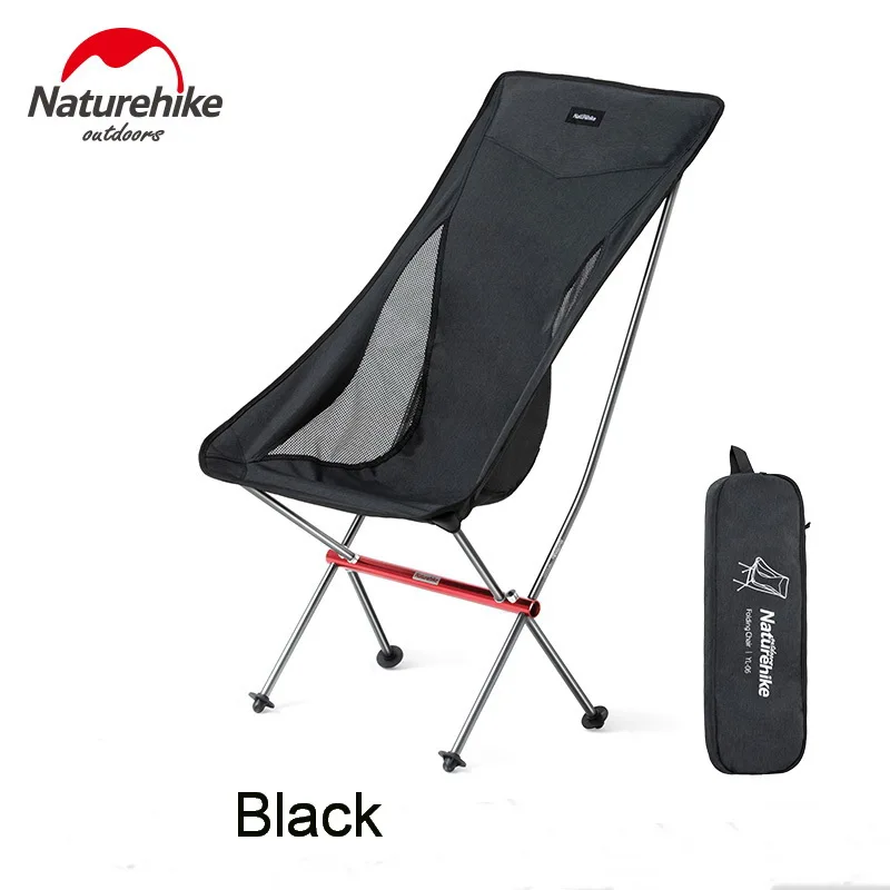 black Naturehike уличный складной стул из алюминиевого сплава 600D катионный шезлонг Сверхлегкий стул для рыбалки, барбекю, кемпинга, подшипник 150 кг - Цвет: black