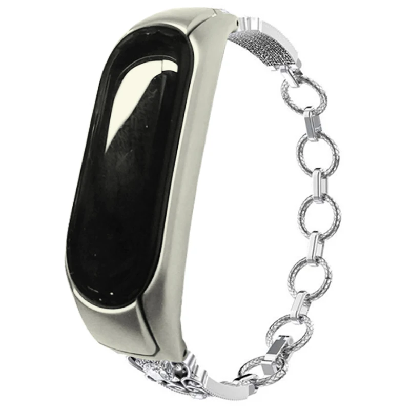 AKGLEADER For Xiaomi Miband 5 6 7 NFC Watch Strap Metal Band Bracelet For Mi Band 3 Strap Crystal Diamond Correas de reloj