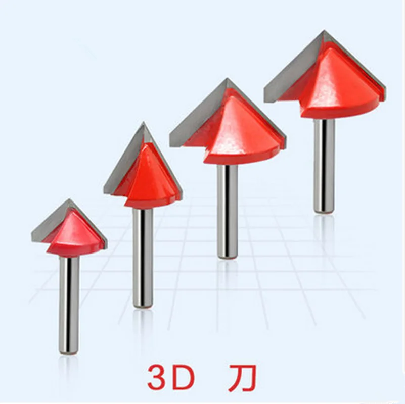 6x32x90 degree CNC Router Bits, Wood Engraving Tools on 3D Carving Cutting Machine