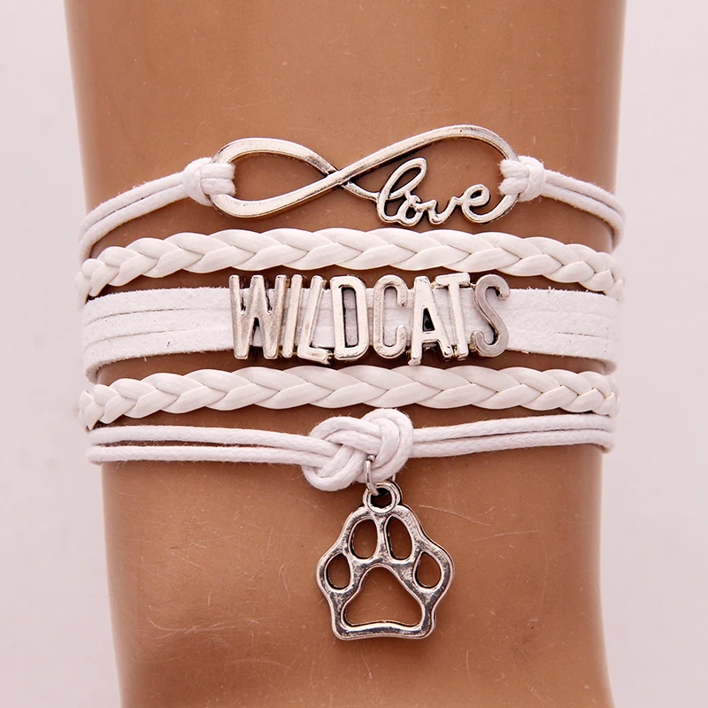 Браслет Infinity Love WILDCATS (10 шт./лот) кожаный браслет в оплетке с кошачьими лапами и