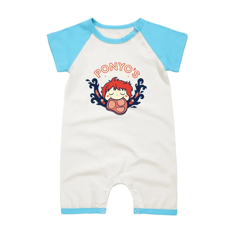Kawaii, новорожденный короткий рукав, комбинезон, комплект одежды, Ponyo on The Cliff, Летний комбинезон для маленьких мальчиков и девочек, Outfist, для детей от 3 до 18 месяцев