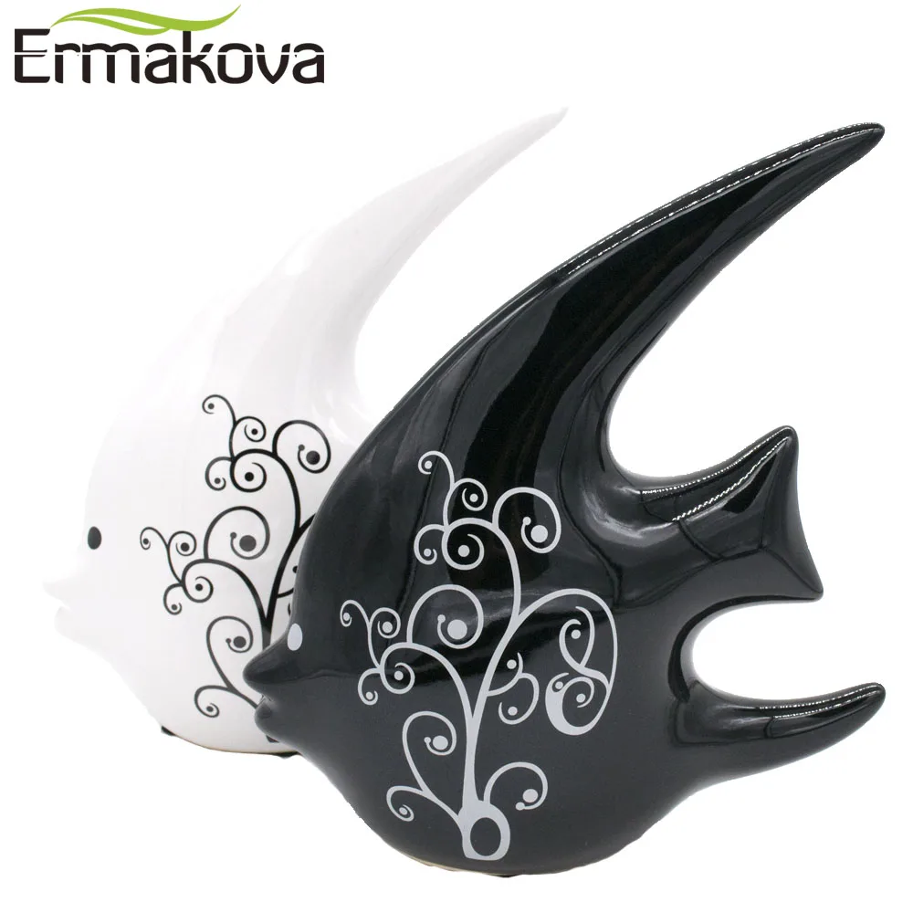 ERMAKOVA 2 шт./пара 24 см(9,") высота Керамика Ласточка рыбы пара Поцелуй Статуэтка фарфоровая украшения современный Декор для дома подарок