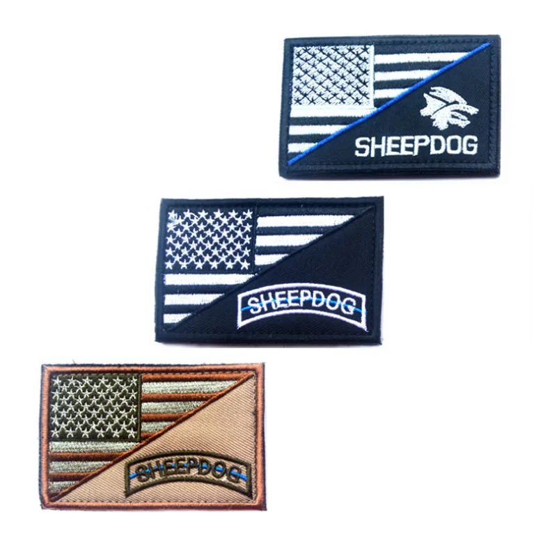 Тактическая нашивка для армии США Флаг с овчиной патч 3D вышитый значок на липучке