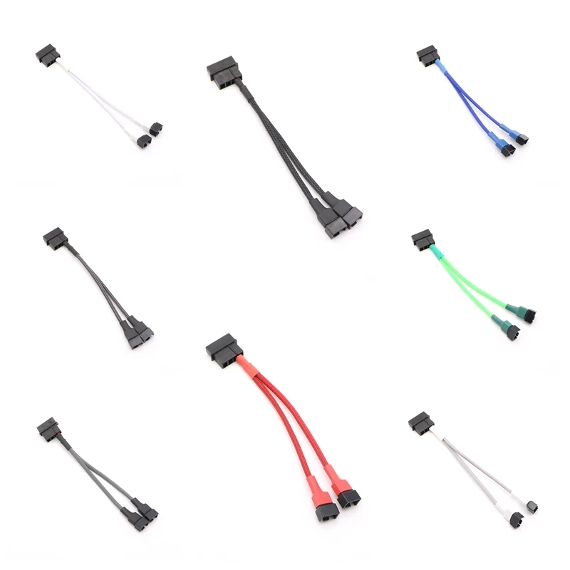 10 шт./лот многоцветные рукава 12В IDE Molex 4Pin на двойной 3Pin/4Pin вентилятор кабель