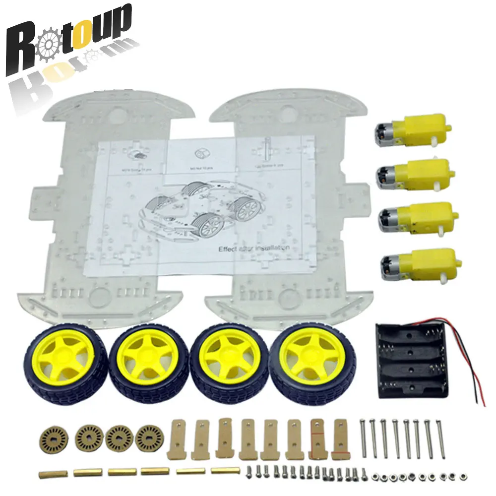 Rotoup 4WD двигатель Робот автомобильный комплект шасси с шестерни умный робот