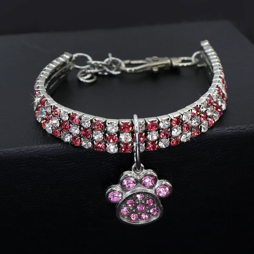 

Rhinestone Dog Cat Collar Accessories Bling Crystal Puppy Chihuahua Pet Dog Collars Leash Pendant For Small Medium Dogs Mascotas