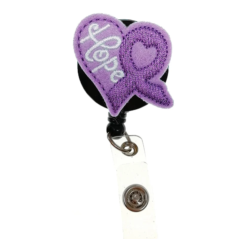 Purple Ribbon 50 шт./лот серии спецодежда медицинская медсестра раскладной держатель для бейджа милые фетр животных червь Pencial ID Card Badge Держатель подарок учителю - Окраска металла: Purple Ribbon
