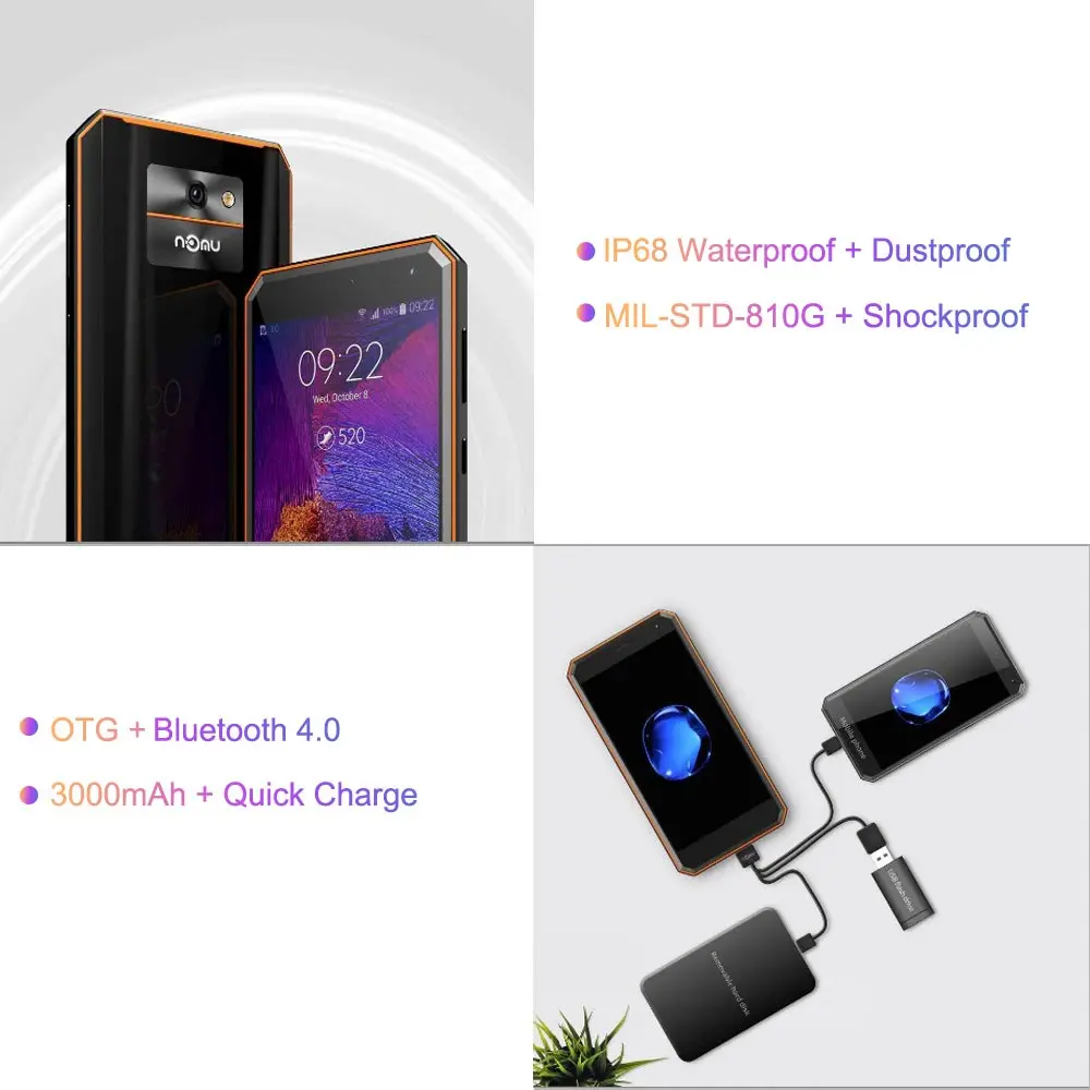 Nomu M6 IP68 водонепроницаемый смартфон 5 0 &quotHD MTK6737 четырехъядерный 13.0MP 1280x720 селфи