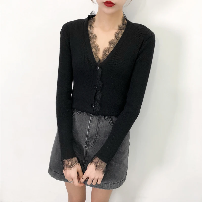 Новинка 2018 весенний женский свитер OHCLOTHING пальто с воротником swecardigan V-образным